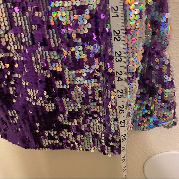 WEISSMAN Dance Costume purple sequin Hologram Sparkle shift Dress D12149 LC/XLC - Picture 7 of 10